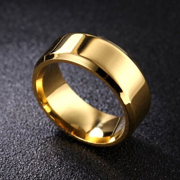 Personalized Engraved Men's Gold Promise Ring  or Wedding Band - Picture 3 of 12